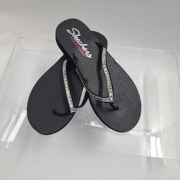 Skechers Shoes Womens 9 Yoga Foam Rhinestone Sandals Beach Resort Coastal Bling - Picture 5 of 7